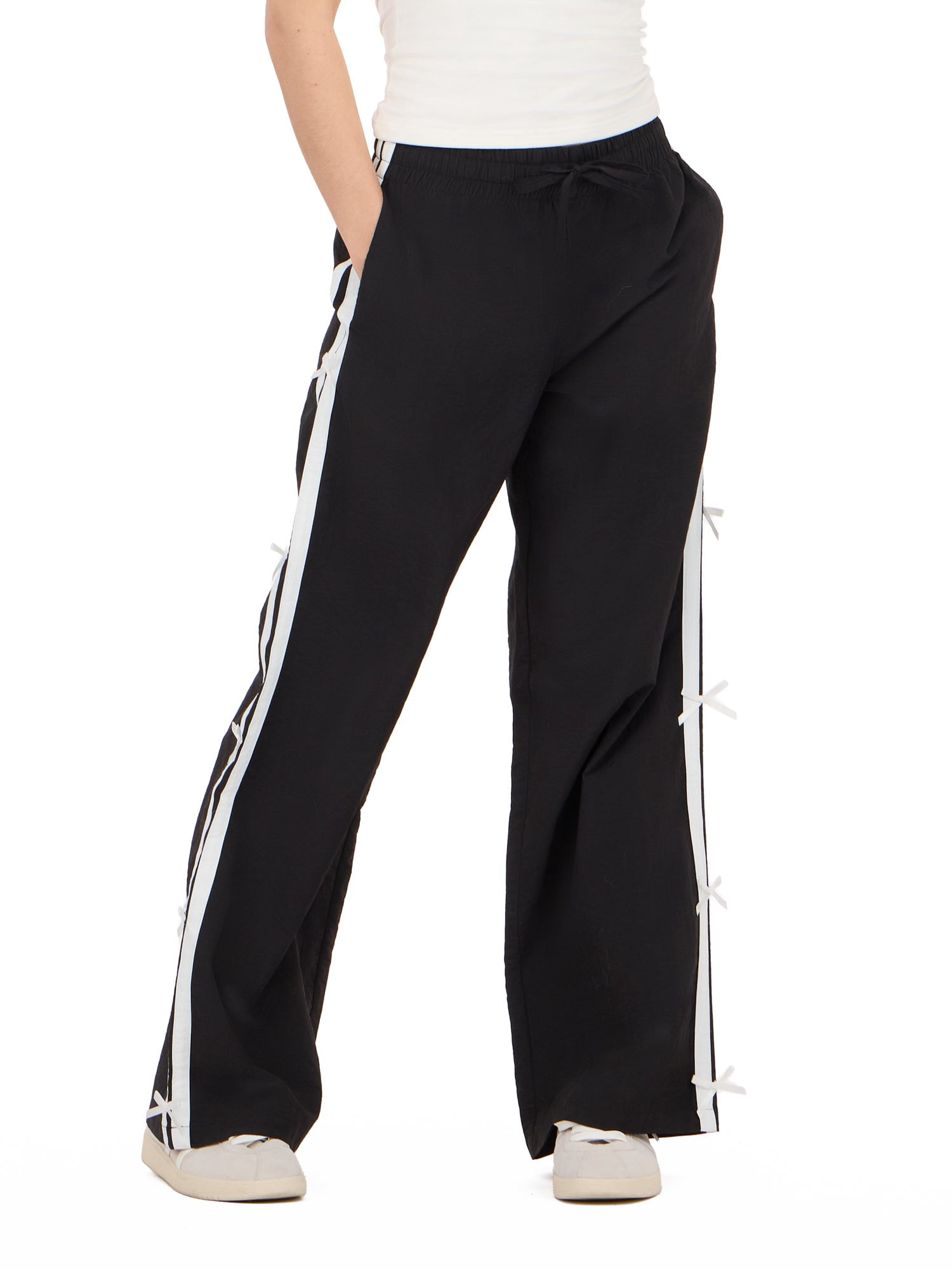 Forever 21 Women's Nylon Wide Leg Pant with Side Stripes, Sizes XS-XL