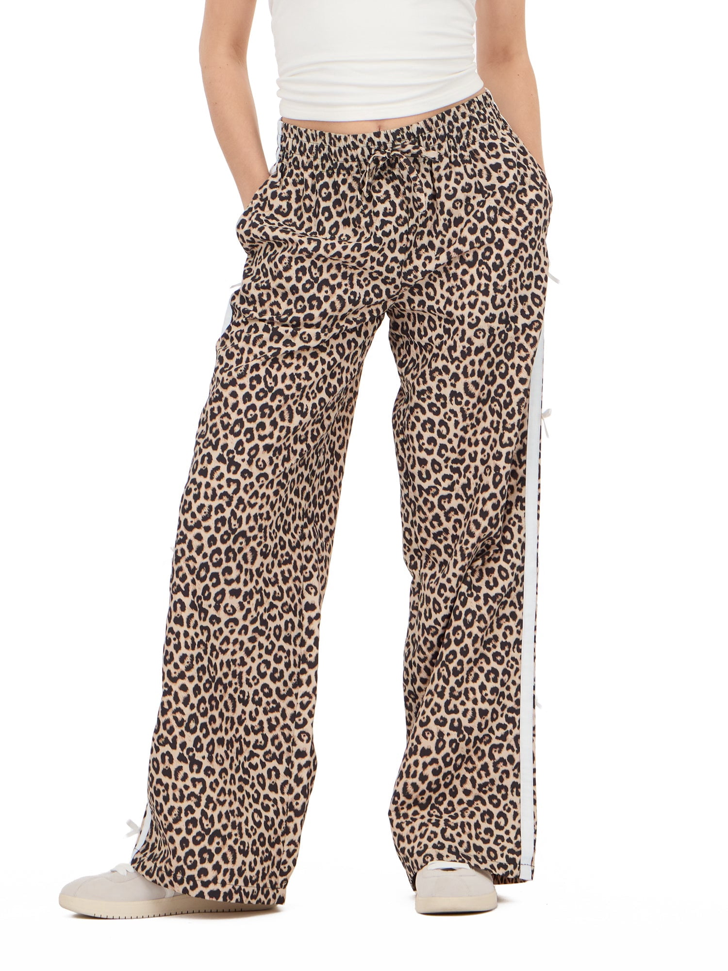 Forever 21 Women's Nylon Wide Leg Pant with Side Stripes, Sizes XS-XL