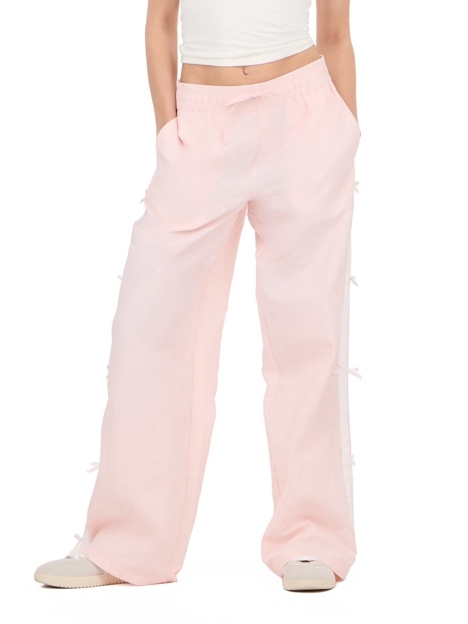 Forever 21 Women's Nylon Wide Leg Pant with Side Stripes, Sizes XS-XL