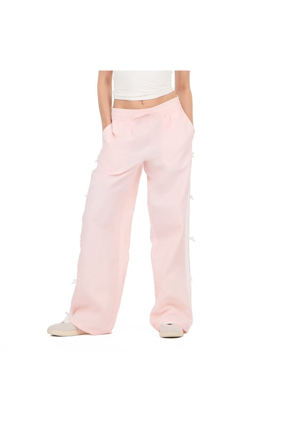 Women's Mesh Oversized Nylon Wide Leg Pant with Side Stripes, Sizes XS-XL