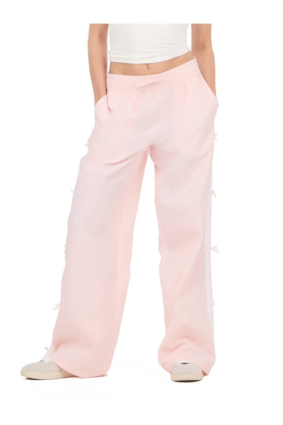 Women's Nylon Wide Leg Pant with Side Stripes, Sizes XS-XL