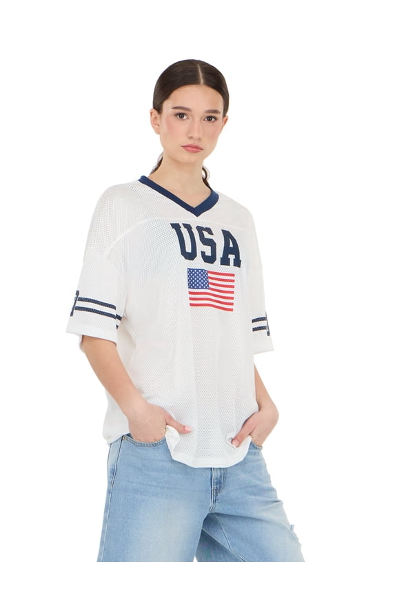 Women's Mesh Oversized USA Soccer Jersey Tee, Sizes XXS-XXL