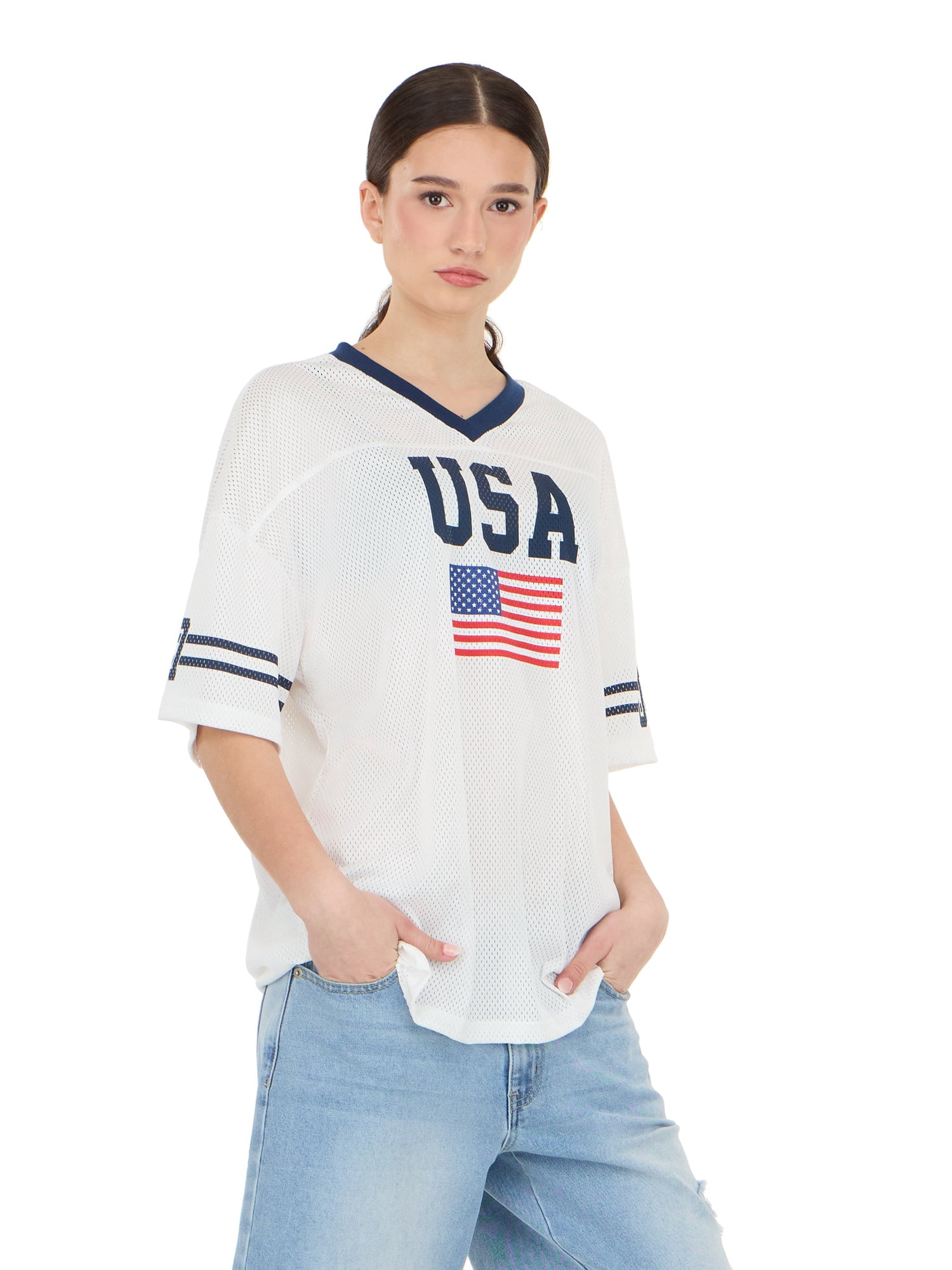 Forever 21 Women's Mesh Oversized USA Soccer Jersey Tee, Sizes XXS-XXL