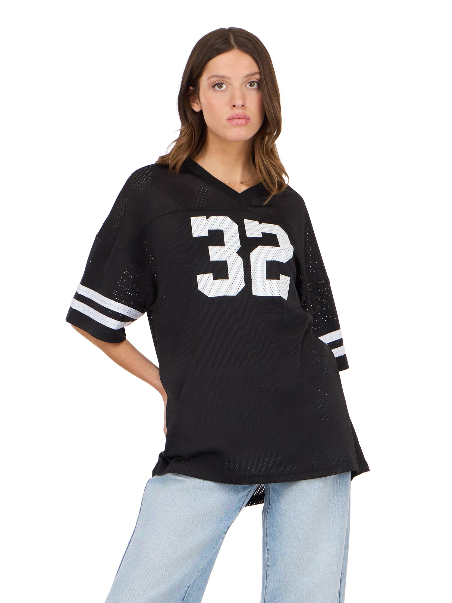 Forever 21 Women's Mesh Oversized Football Tee with Screened Detail, Sizes XS-XL
