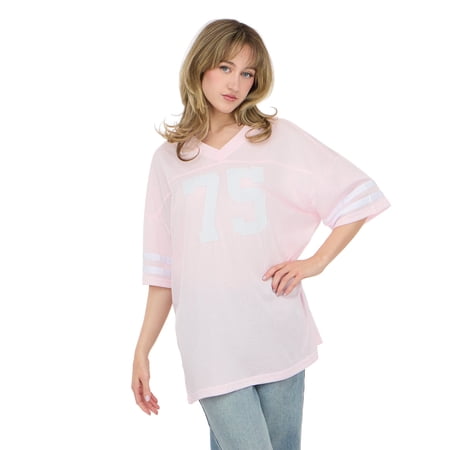 Forever 21 Women's Mesh Oversized Football Tee with Screened Detail, Sizes XS-XL