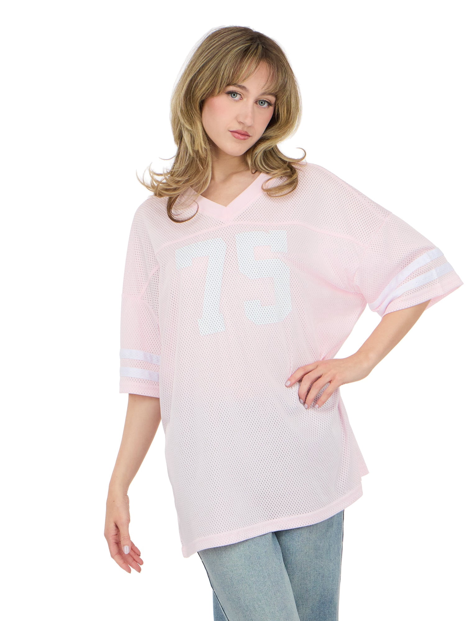 Forever 21 Women's Mesh Oversized Football Tee with Screened Detail, Sizes XS-XL