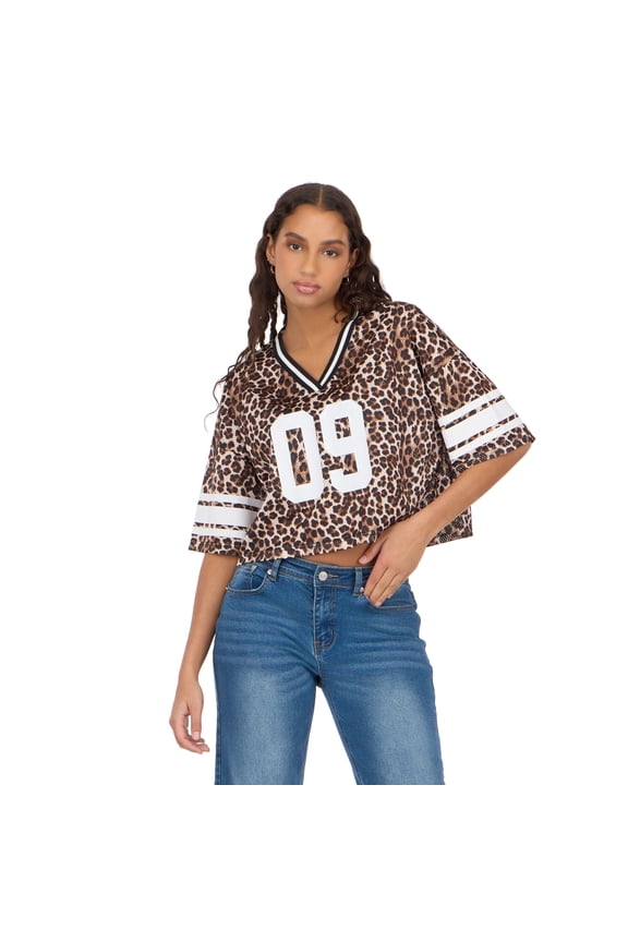 Women’s Mesh Cropped Boxy Football Tee, XS-XL