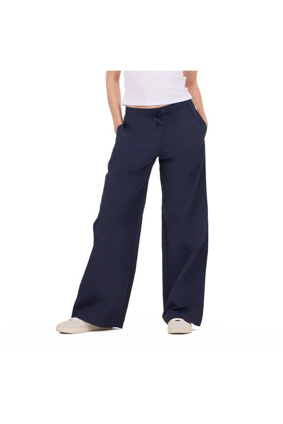 Women's Nylon Wide Leg Pant with Lace Trim, Sizes XS-XL