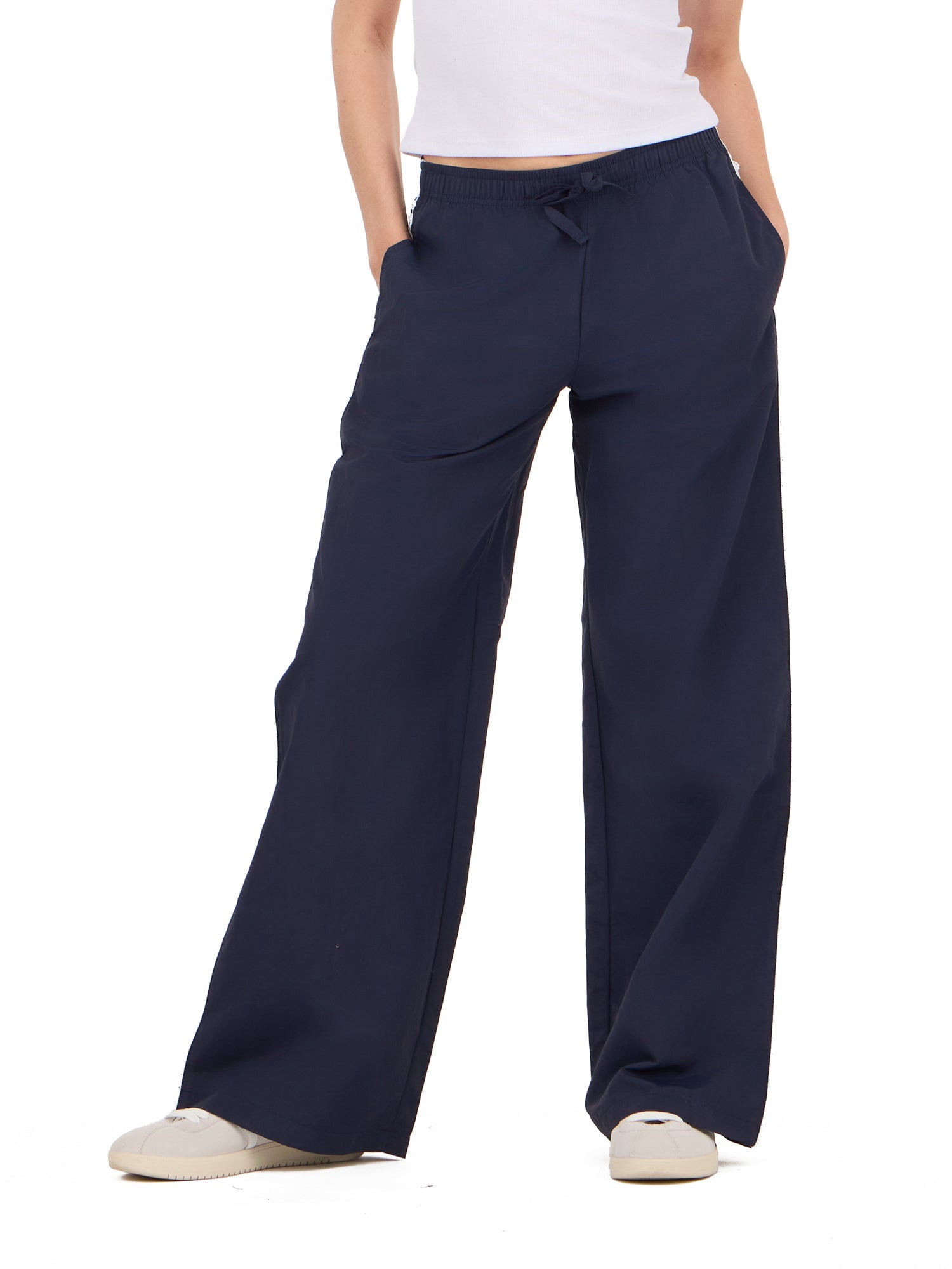 Forever 21 Women's Nylon Wide Leg Pant with Lace Trim, Sizes XS-XL