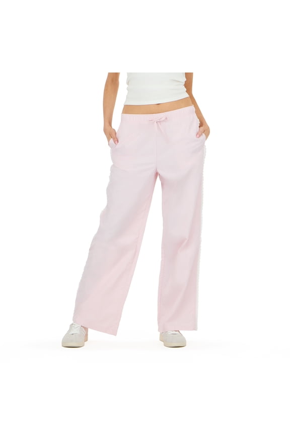Women's Nylon Wide Leg Pant with Lace Trim, Sizes XS-XL