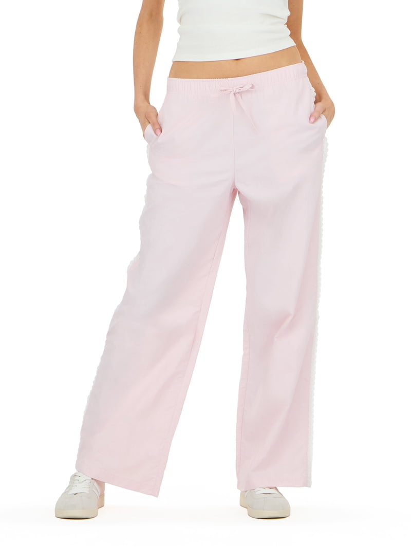Forever 21 Women's Nylon Wide Leg Pant with Lace Trim, Sizes XS-XL