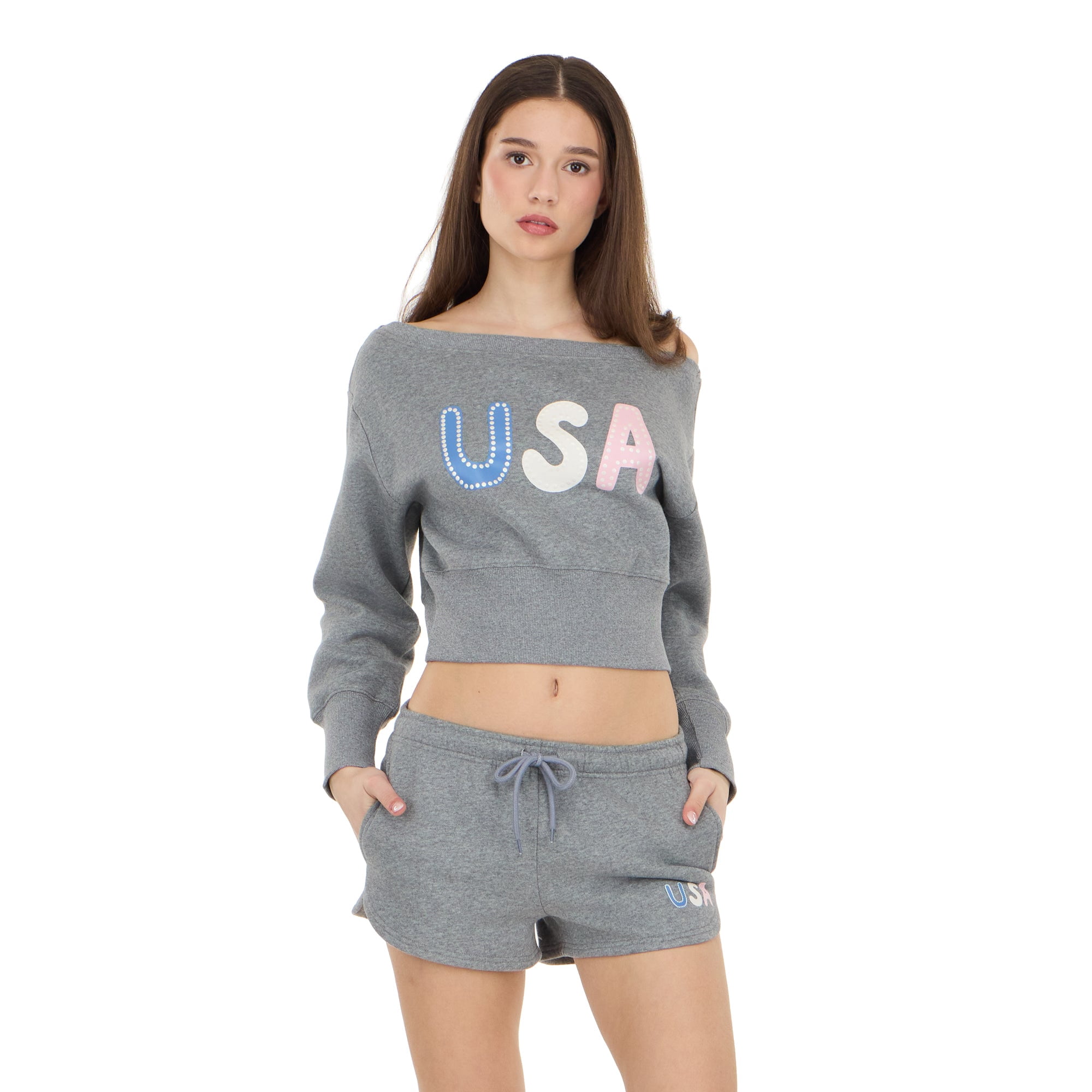Forever 21 Women's Americana Off Shoulder Fleece Sweatshirt, Sizes XXS-XXL