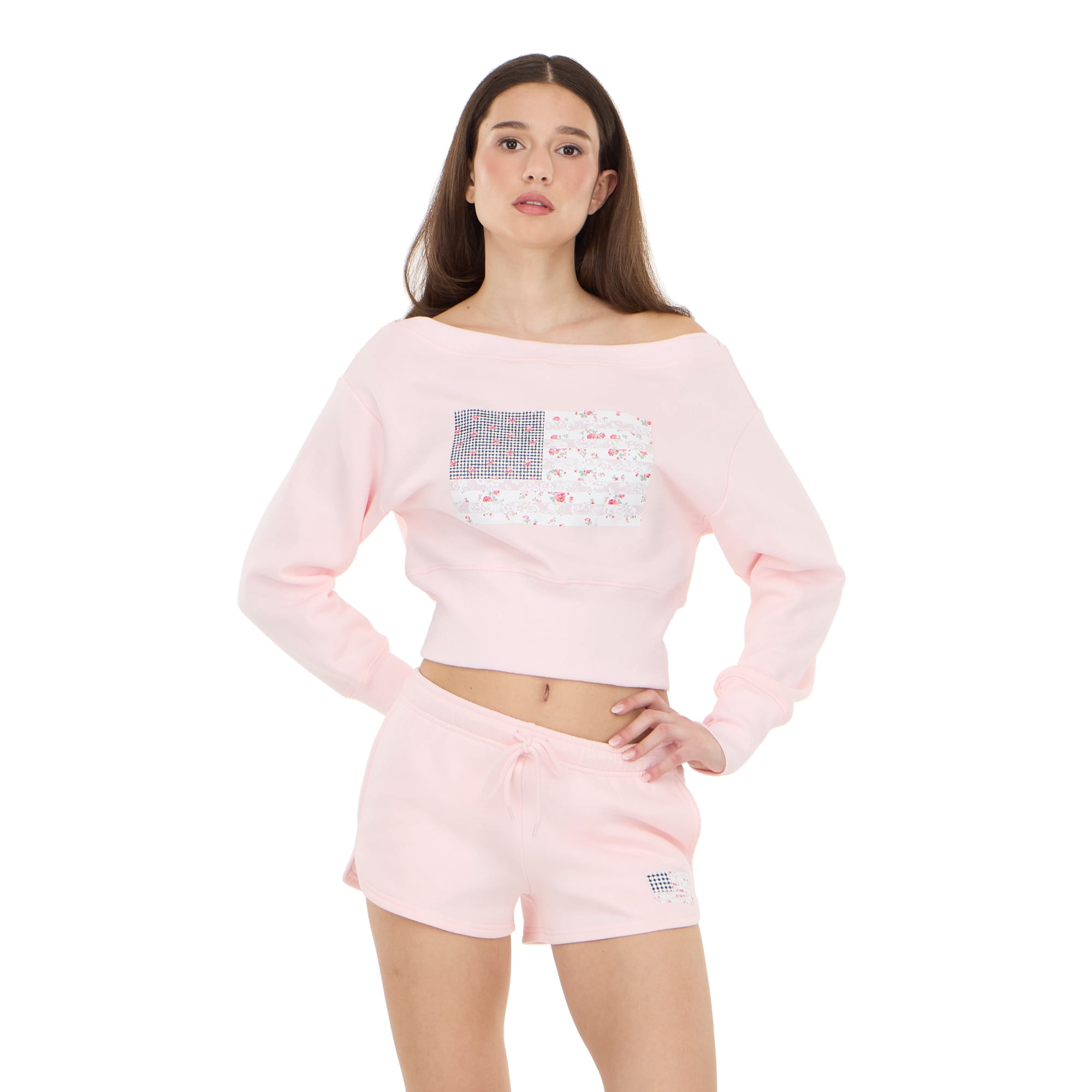 Forever 21 Women's Americana Off Shoulder Fleece Sweatshirt, Sizes XXS-XXL