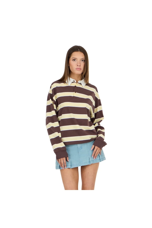 Women’s Oversized Polo Shirt, Short Sleeve Cotton-Blend Top, XS-XL