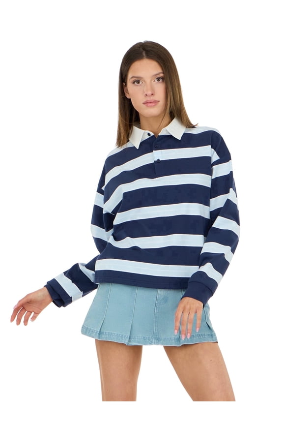 Women’s Oversized Polo Shirt, Short Sleeve Cotton-Blend Top, XS-XL