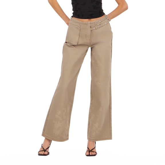 Forever 21 Women’s Pants with Side Zip Pocket and Belt Straps Utility Casual Trend Style, 0-14