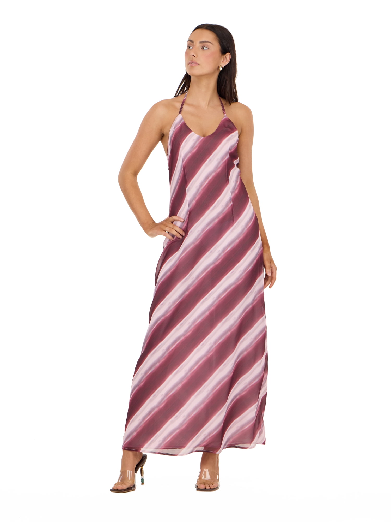 Forever 21 Women's Printed Maxi Dress with Low Back
