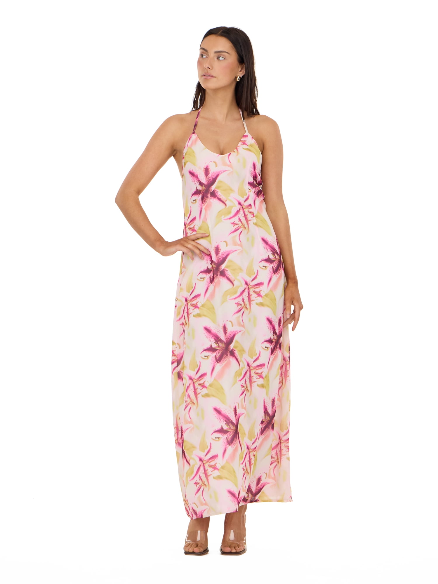 Forever 21 Women's Printed Maxi Dress with Low Back