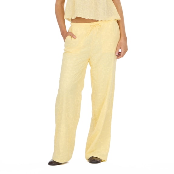 Forever 21 Women’s Pull-On Eyelet Pants, Wide Leg Drawstring Waist Lightweight Sheer-Look Casual Beach Cover-Up Bottoms for Summer, XS-XL