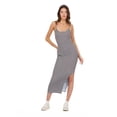 thumbnail image 1 of Forever 21 Women’s Rib Midi Dress with Slight Scoop Back, Slim Fitted Silhouette and Stretch Fabric for Everyday Casual to Elevated Styling, Blue, Large, 1 of 6