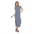 thumbnail image 1 of Forever 21 Women’s Short Sleeve Boatneck Midi Dress with Side Slit, Fitted Silhouette and Versatile Everyday to Evening Style, XS-XL, 1 of 6