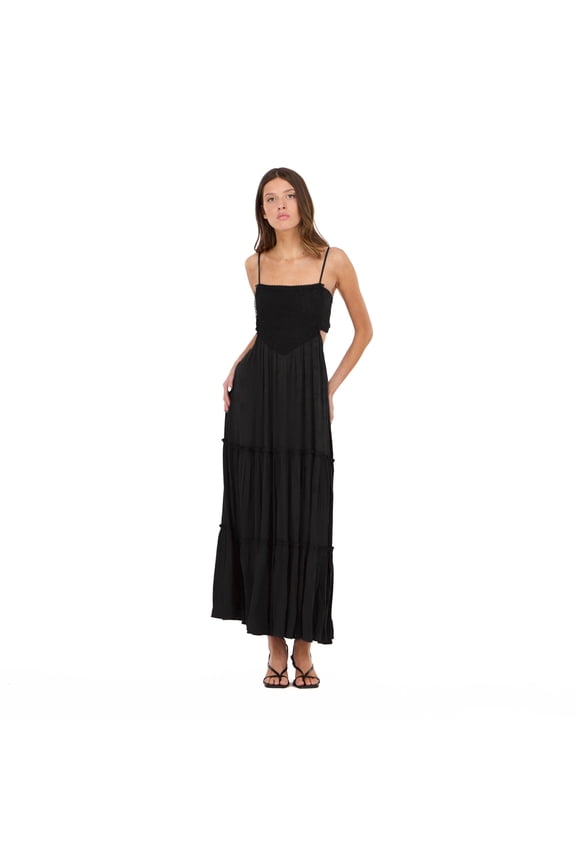 Women’s Smocked Maxi Dress with Adjustable Spaghetti Straps, Tiered Skirt and Flowing Silhouette for Casual or Dressy Occasions, XS-XL