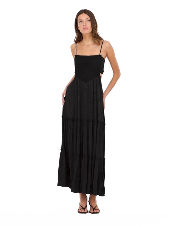 Women’s Smocked Maxi Dress with Adjustable Spaghetti Straps, Tiered Skirt and Flowing Silhouette for Casual or Dressy Occasions, XS-XL