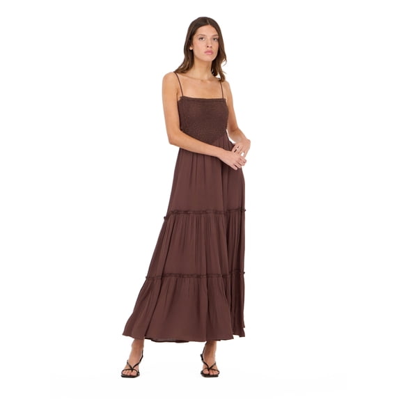 Forever 21 Women’s Smocked Maxi Dress with Adjustable Spaghetti Straps, Tiered Skirt and Flowing Silhouette for Casual or Dressy Occasions, XS-XL