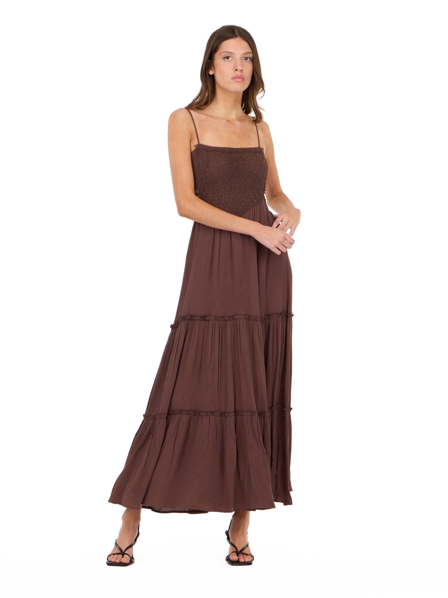 Forever 21 Women's Smocked Maxi Dress with Adjustable Spaghetti Straps,  Tiered Skirt and Flowing Silhouette for Casual or Dressy Occasions, XS-XL -  Walmart.com