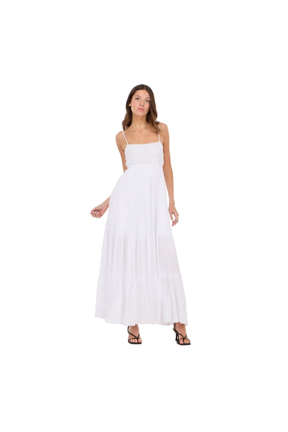 Women’s Smocked Maxi Dress with Adjustable Spaghetti Straps, Tiered Skirt and Flowing Silhouette for Casual or Dressy Occasions, XS-XL