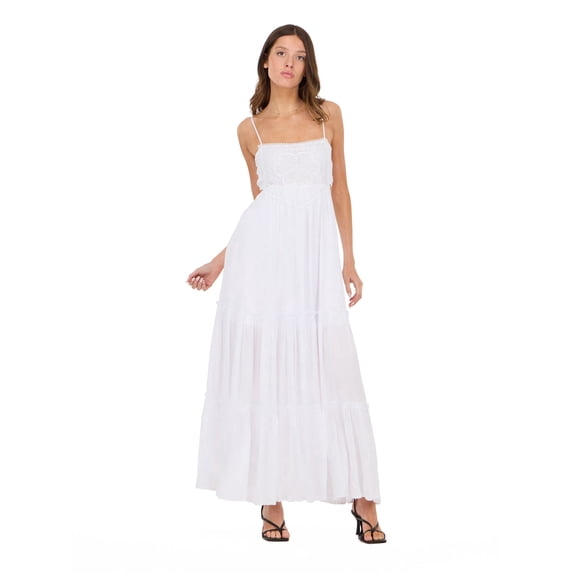 Forever 21 Women’s Smocked Maxi Dress with Adjustable Spaghetti Straps, Tiered Skirt and Flowing Silhouette for Casual or Dressy Occasions, XS-XL
