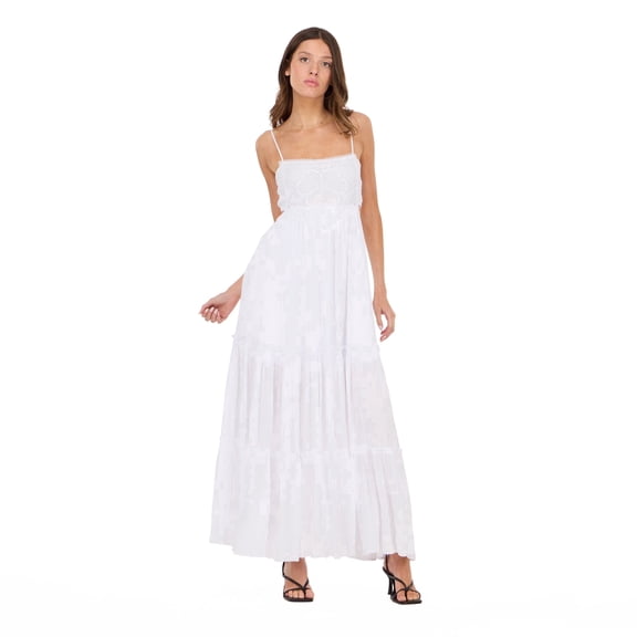 Forever 21 Women’s Smocked Maxi Dress with Adjustable Spaghetti Straps, Tiered Skirt and Flowing Silhouette for Casual or Dressy Occasions, XS-XL