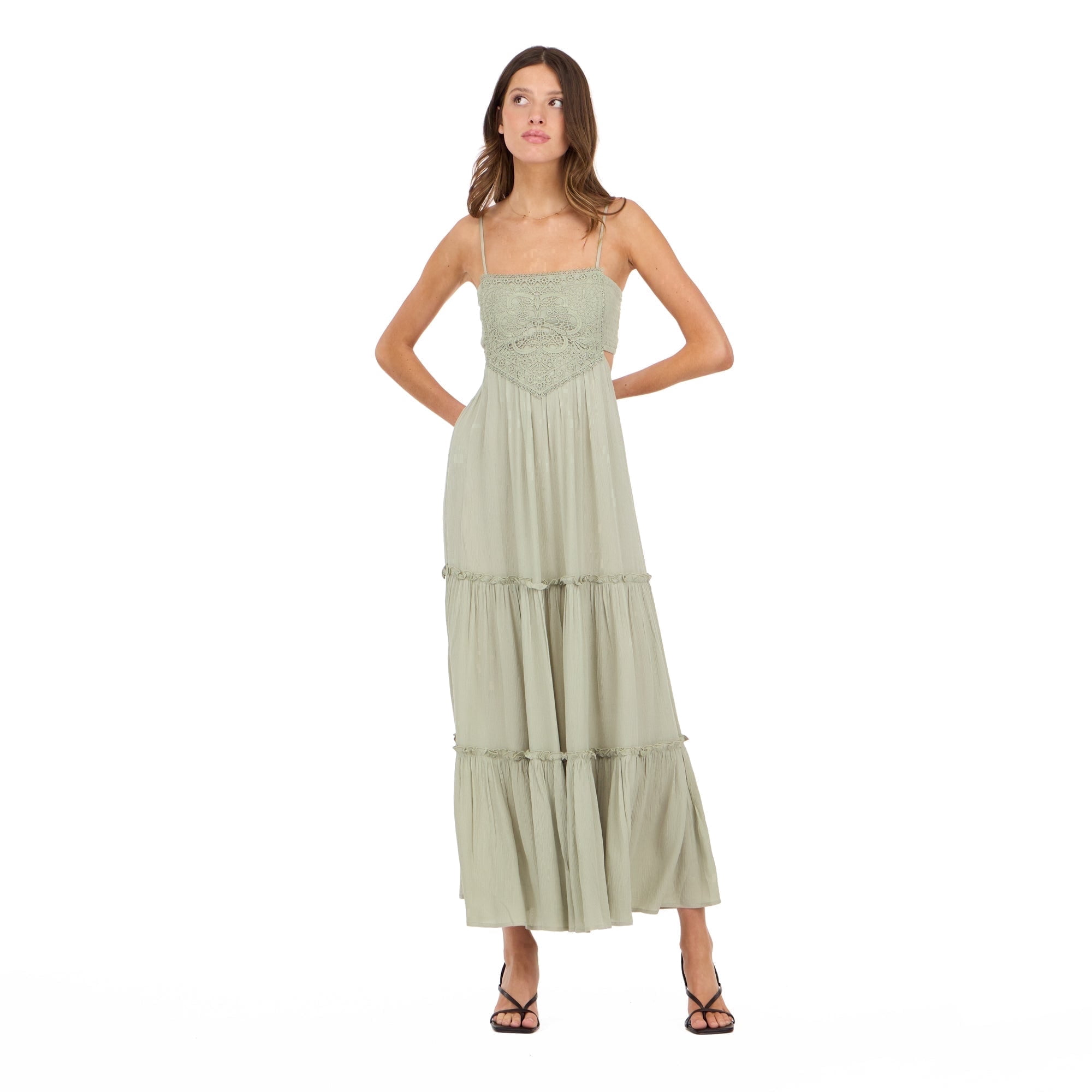 Forever 21 Women's Smocked Maxi Dress with Adjustable Spaghetti Straps,  Tiered Skirt and Flowing Silhouette for Casual or Dressy Occasions, XS-XL -  Walmart.com