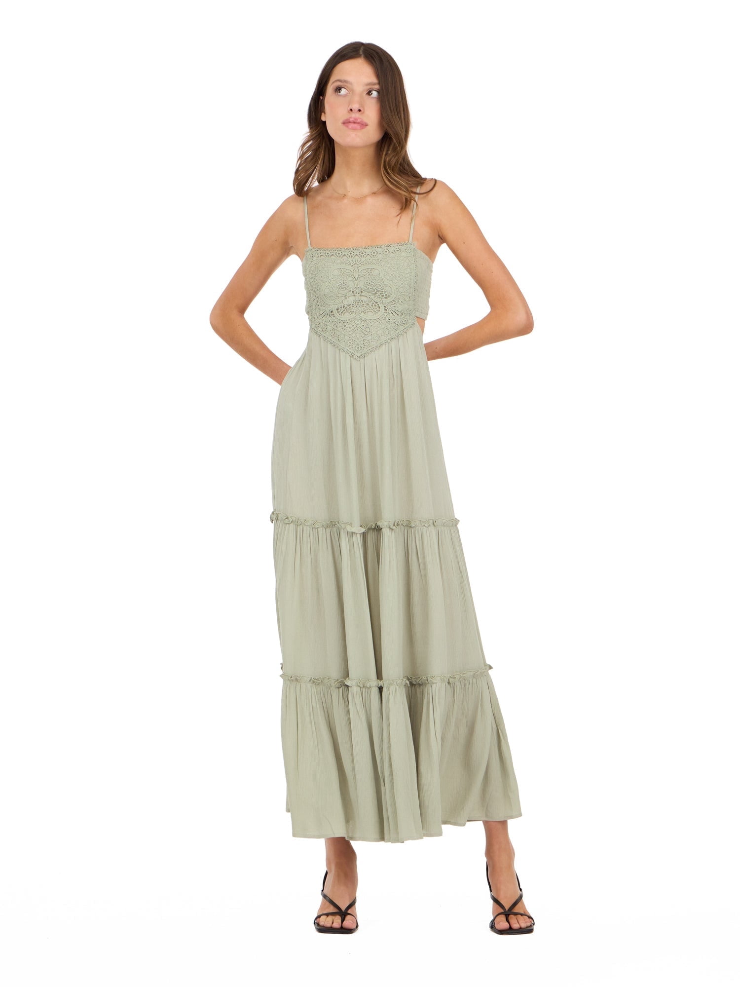 Forever 21 Women's Smocked Maxi Dress with Adjustable Spaghetti Straps,  Tiered Skirt and Flowing Silhouette for Casual or Dressy Occasions, XS-XL -  Walmart.com