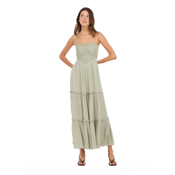 Forever 21 Women’s Smocked Maxi Dress with Adjustable Spaghetti Straps, Tiered Skirt and Flowing Silhouette for Casual or Dressy Occasions, XS-XL