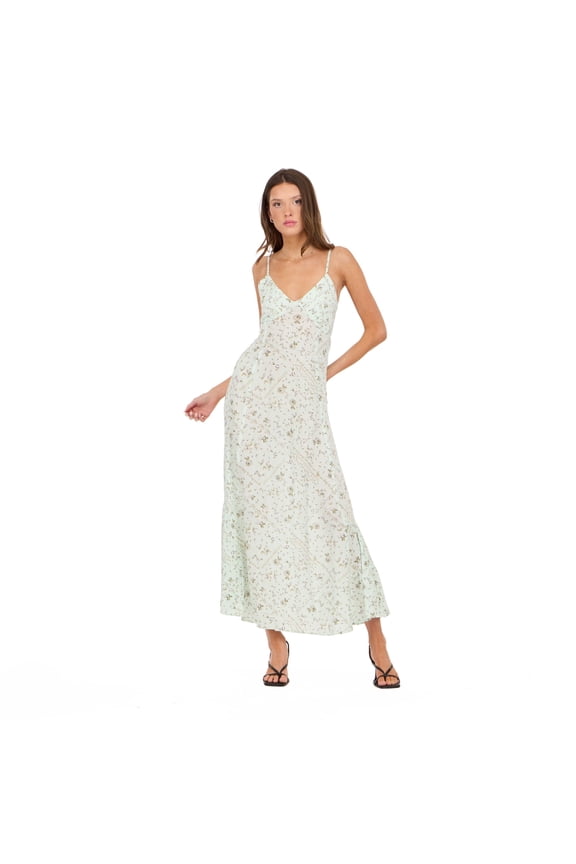 Women’s Spaghetti Strap Maxi Dress with Adjustable Tie Back, Flowing Tiered Skirt and Lightweight Casual Summer Silhouette, XS-XL