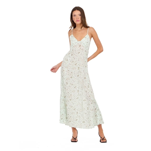 Forever 21 Women’s Spaghetti Strap Maxi Dress with Adjustable Tie Back, Flowing Tiered Skirt and Lightweight Casual Summer Silhouette, XS-XL