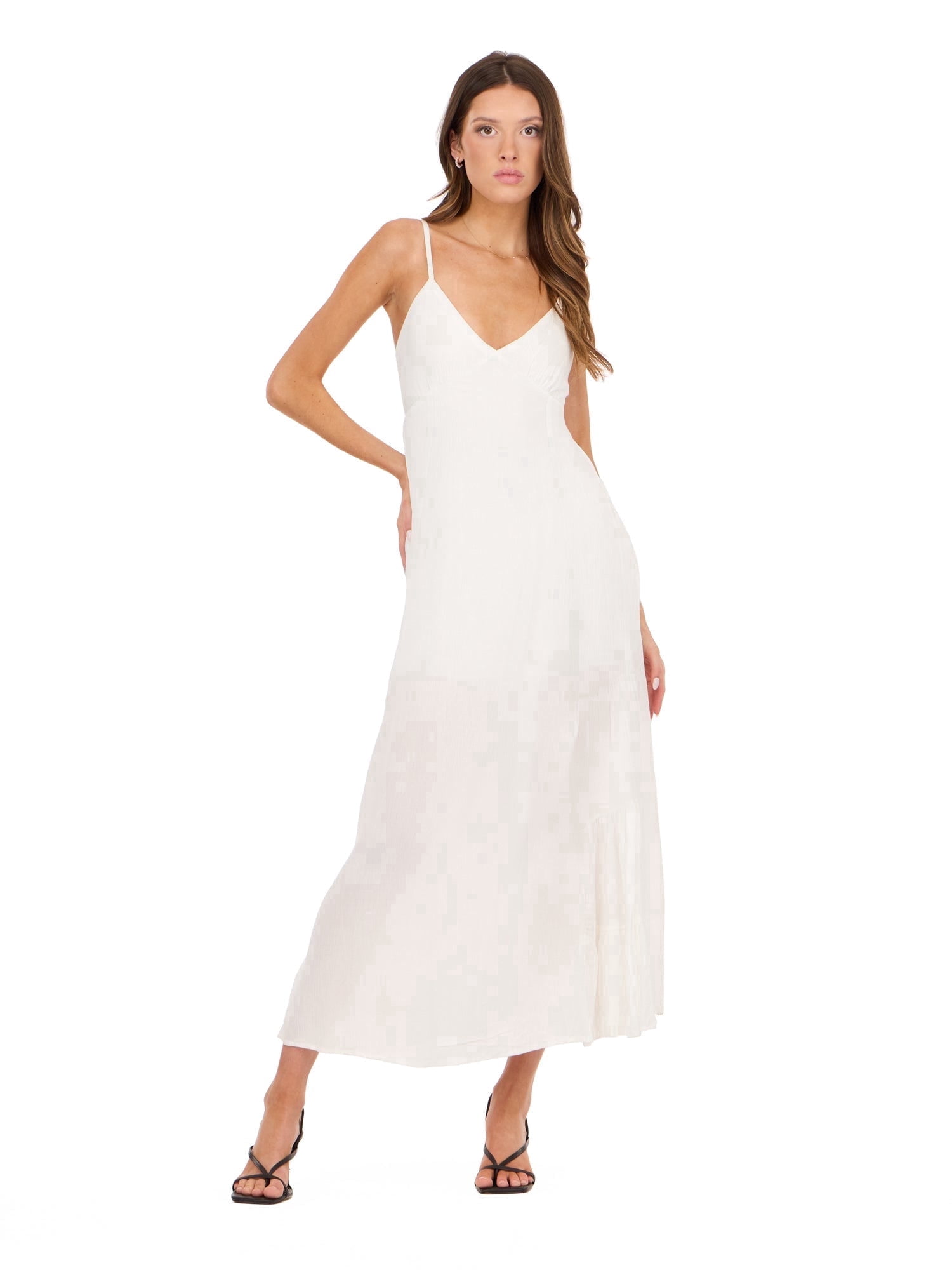 casual ivory maxi dress Forever 21 Women's Spaghetti Strap with Adjustable Tie Back, Flowing Tiered Skirt and Lightweight Summer Silhouette, XS-XL Strapless Satin A-Line Gown rr_track_konic Marlon maxi 100% Cotton Shade:Pure Essence