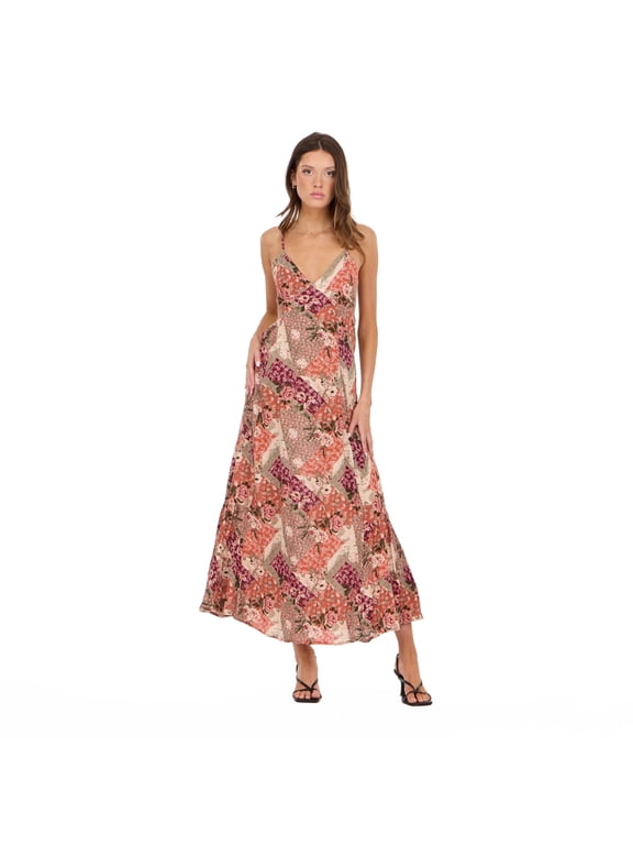 Women’s Spaghetti Strap Maxi Dress with Adjustable Tie Back, Flowing Tiered Skirt and Lightweight Casual Summer Silhouette, XS-XL
