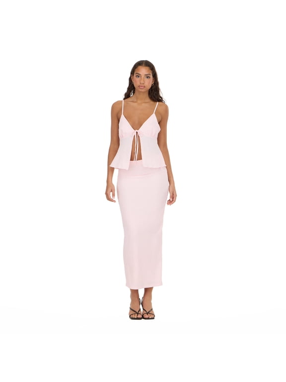 Women's Tank Top with Tie Front and Maxi Skirt Set