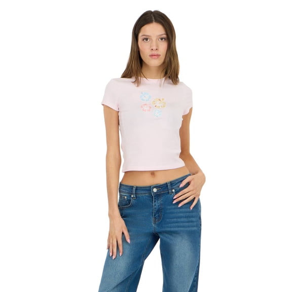 Forever 21 Women’s Tee with Patch Details Casual Graphic Streetwear Trend Style, XS-XL