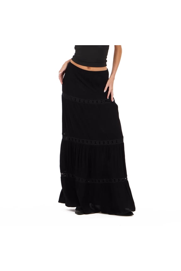 Women's Tiered Lace Maxi Skirt, Sizes XS-XL