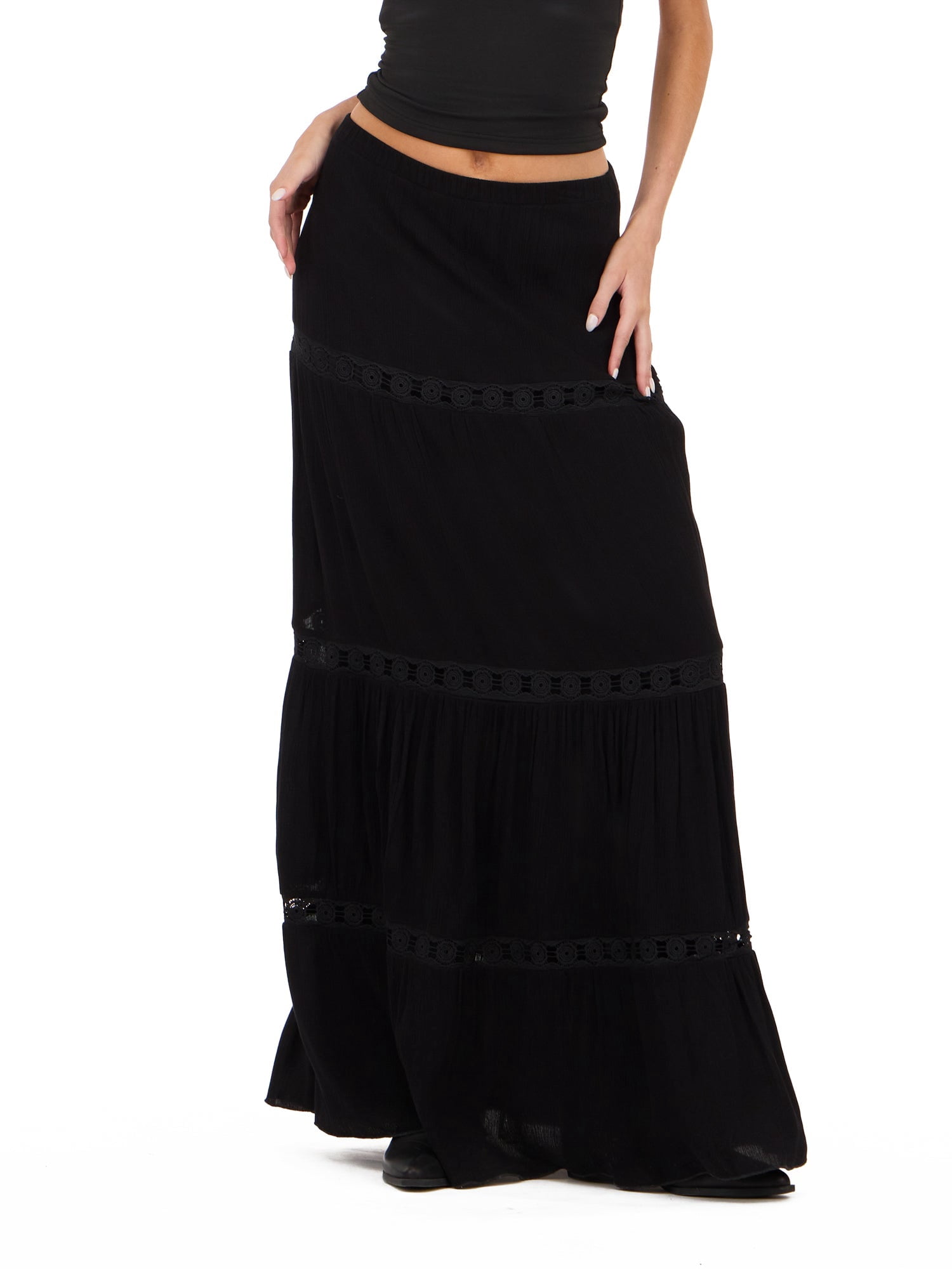 Forever 21 Women's Tiered Lace Maxi Skirt, Sizes XS-XL - Walmart.com
