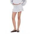 thumbnail image 1 of Forever 21 Women's Tiered Skort with Built-In Shorts and Drawstring Waist, Ruffle Mini Skirt Shorts Combo, Soft Knit Casual Lounge and Active Style, Grey, XXS-XXL, 1 of 6