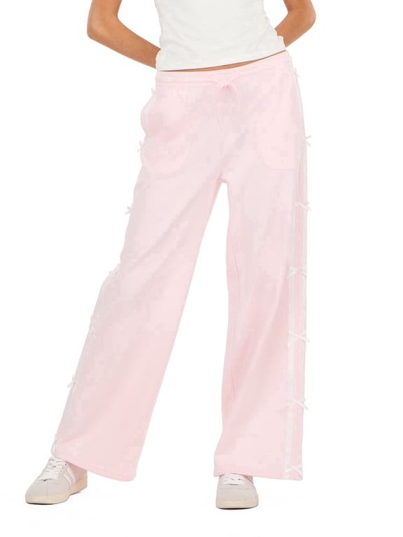 Womens Wide Leg Jogger Pants with Patch Details, Relaxed Fit Casual Sweatpants for Everyday Comfort and Street Style, XS-XL