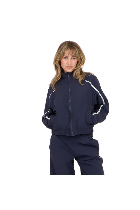 Women's Windbreaker with Zip Front and Contrast Piping Trim, Sizes XS-XL
