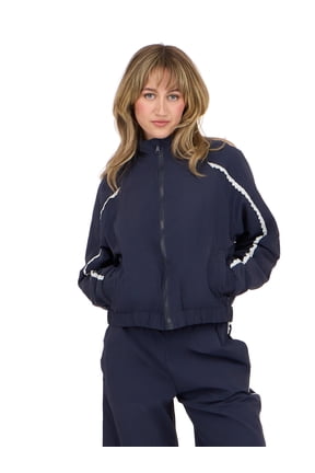 Women's Windbreaker with Zip Front and Contrast Piping Trim, Sizes XS-XL