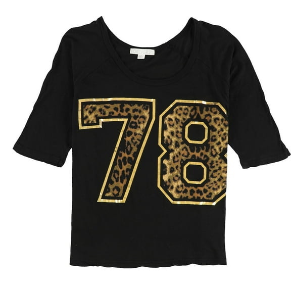 Forever 21 Womens 78 Graphic T-Shirt, Black, Medium