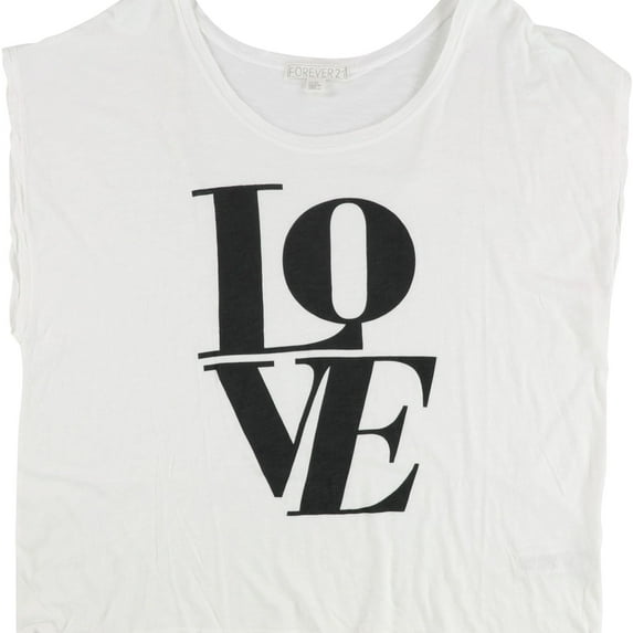 Forever 21 Womens Love Graphic T-Shirt, White, Small