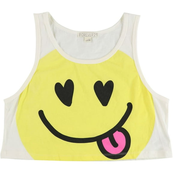 Forever 21 Womens Smiley Tank Top, Yellow, Small